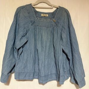 Madewell Women's Light Wash Cotton Denim Shirt Sz Small
